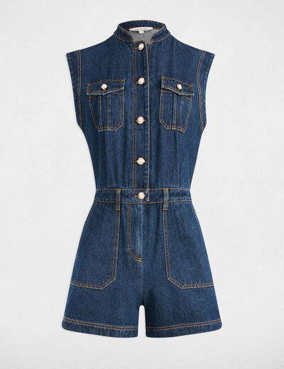 Jumpsuit mit Shorts aus Jeans rohes denim damen