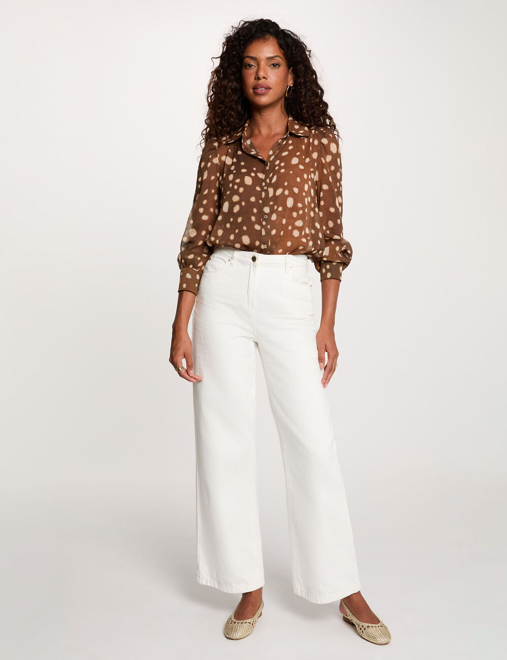 Chemise voile imprim&eacute;e multicolore femme