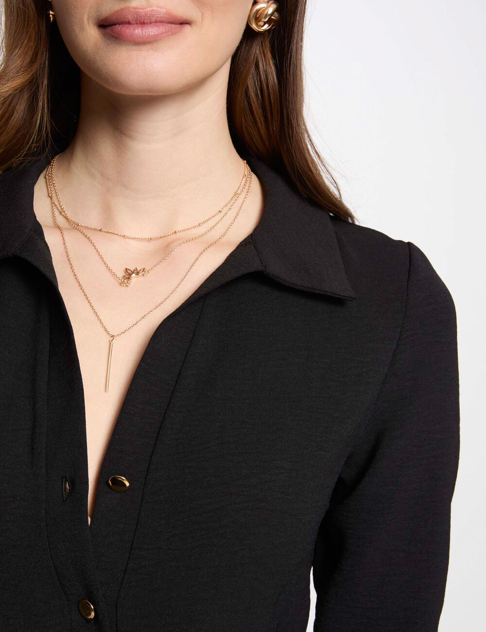 Fließendes, gerades Midikleid schwarz damen