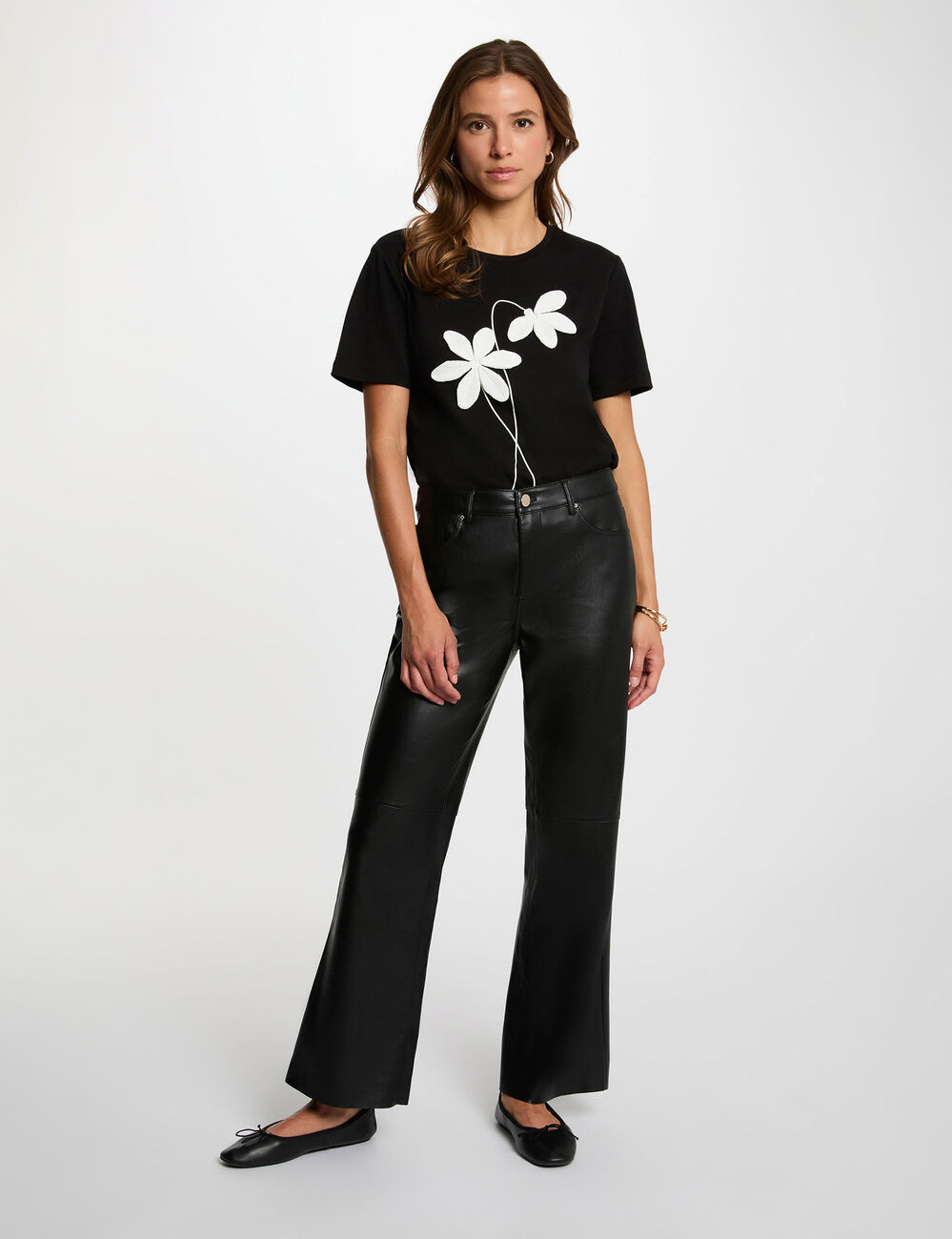 T-Shirt mit Rundhalsausschnitt schwarz damen