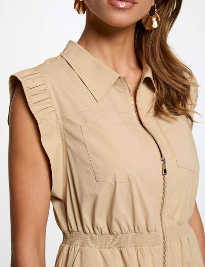 Robe courte ajustée beige femme