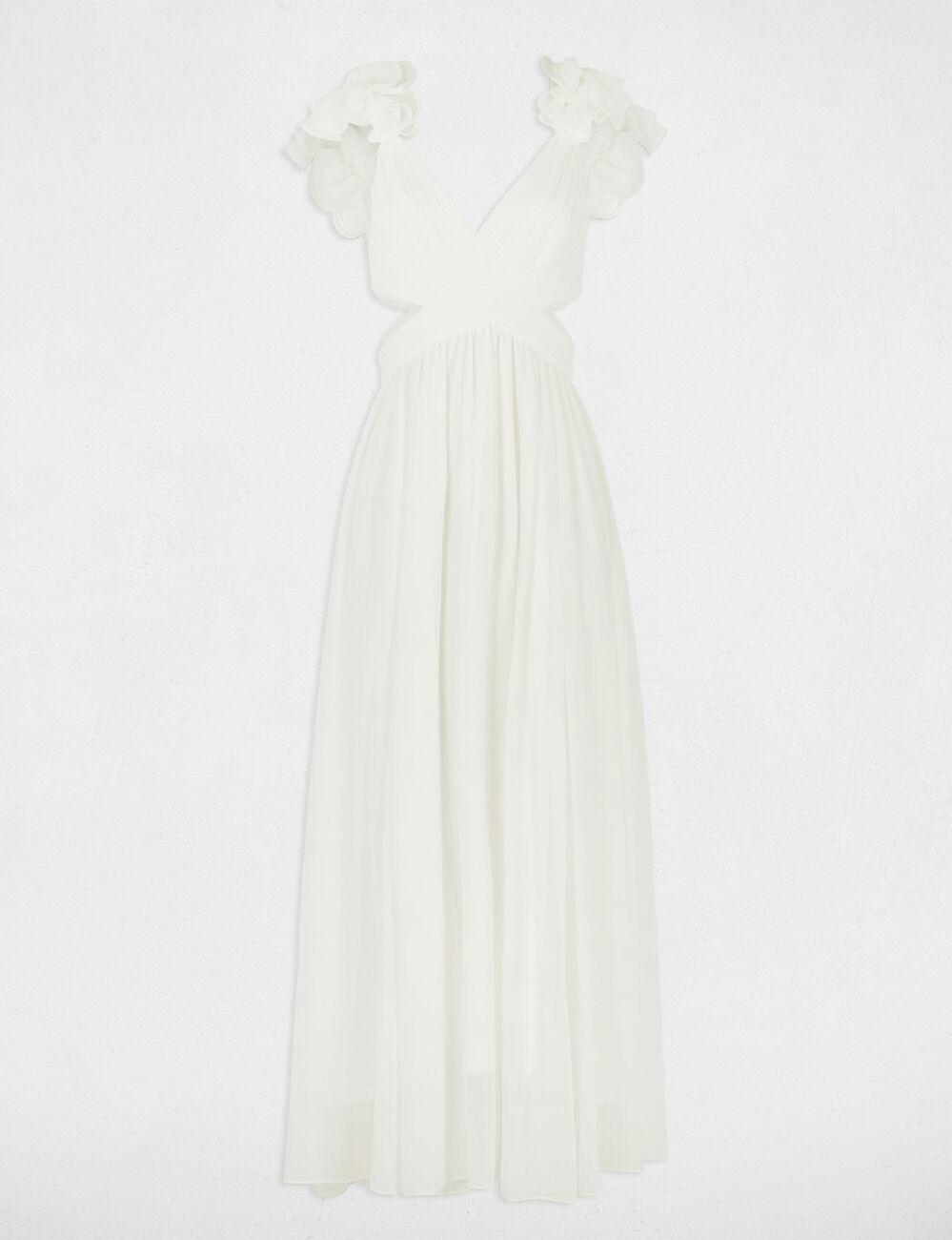 Langes, gerade fließendes Kleid weiss damen