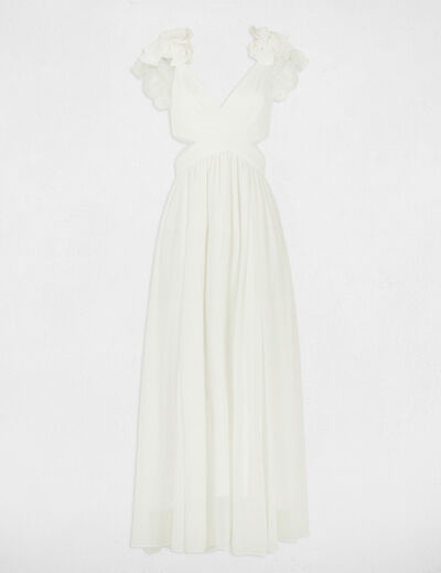 Robe longue droite fluide blanc femme