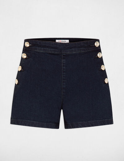 Short slim boutons denim brut femme