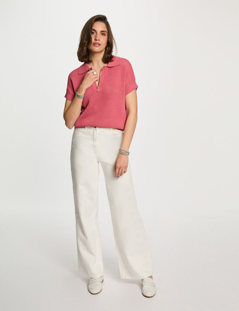 Rollkragenpullover mit Reißverschluss altrosa damen