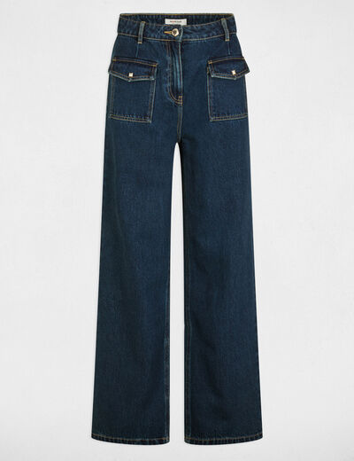 Weite Jeans mit hoher Taille rohes denim damen
