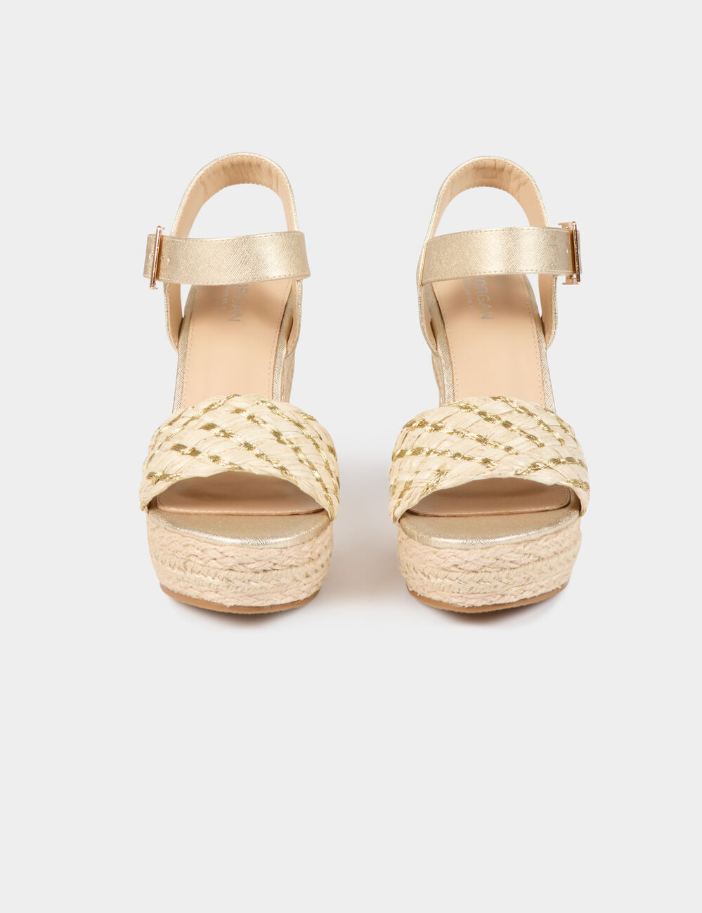Keilabsatz-Sandalen goldgelb damen
