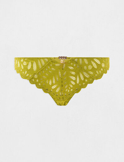 Slip en dentelle vert femme
