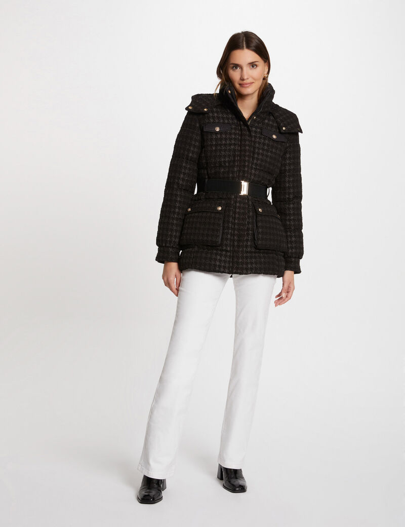 doudoune imprime pied de poule noir femme Doudoune imprimé pied de poule noir femme