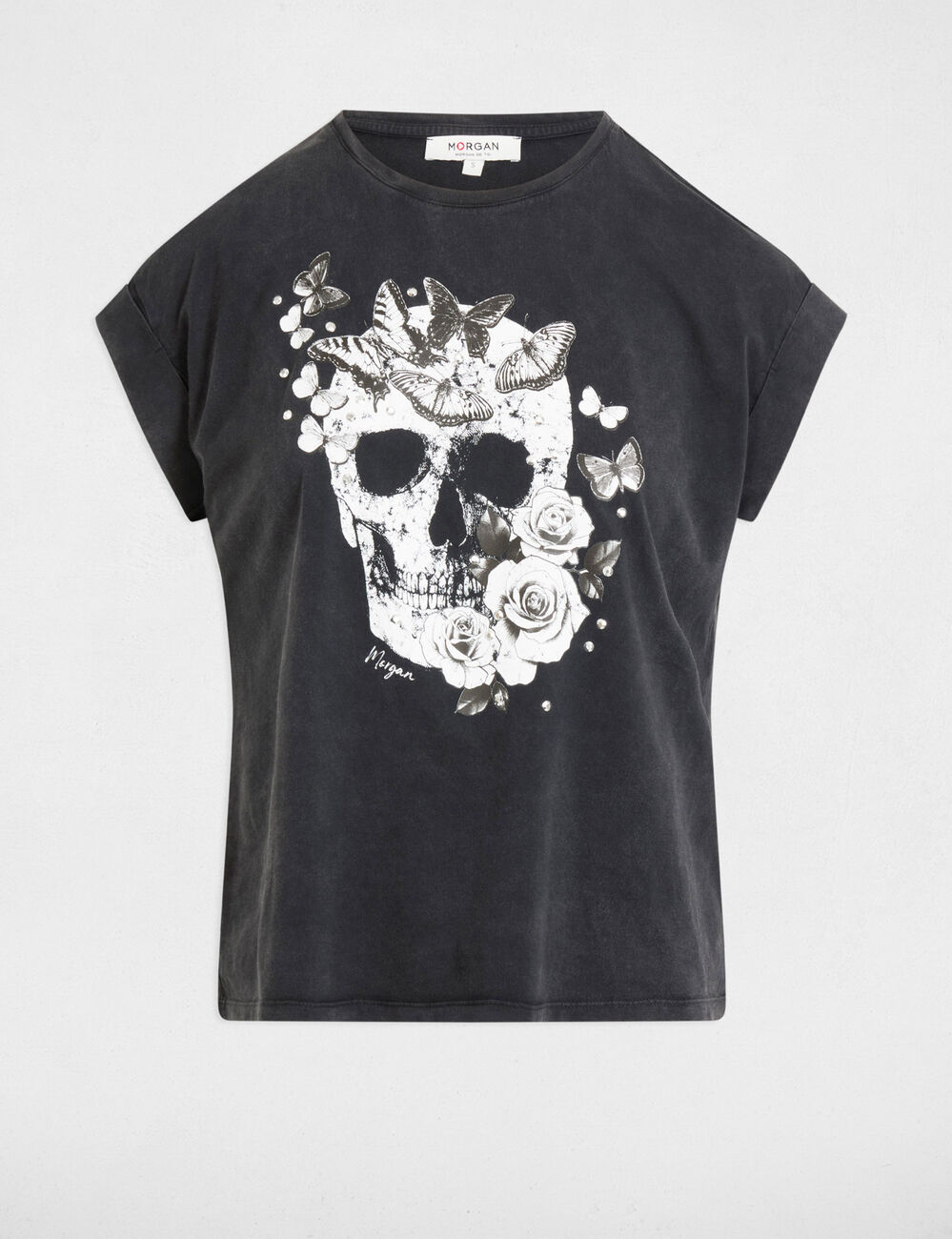 T-shirt manches courtes gris foncé femme