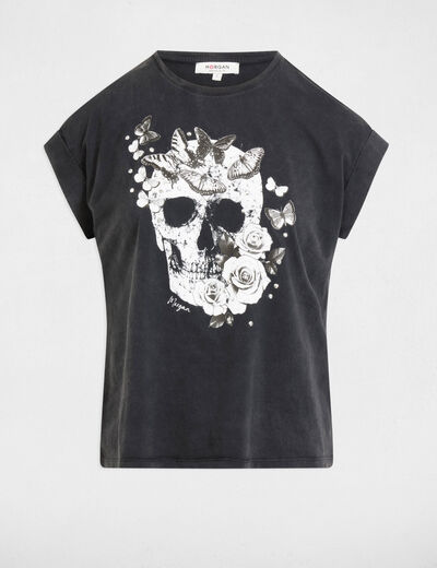 T-shirt mit kurzen Ärmeln dunkelgrau damen