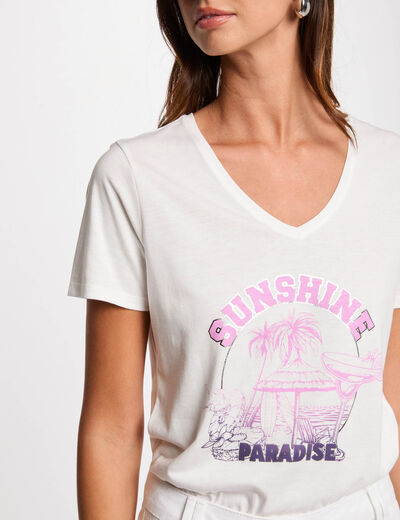 T-Shirt mit Aufschrift weiss damen