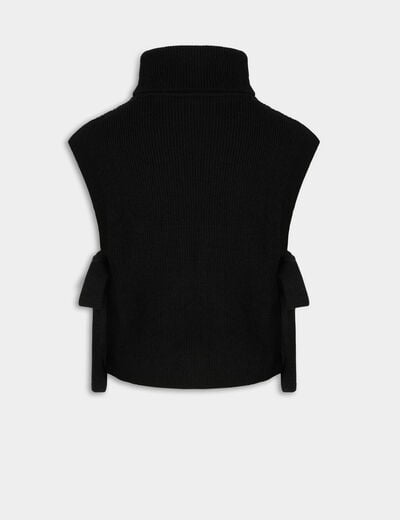Poncho mit besticktem Kragen schwarz damen
