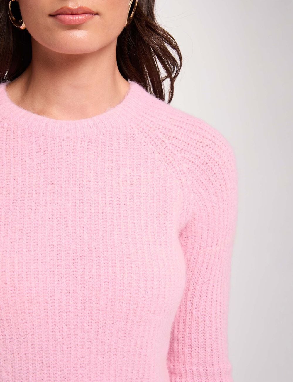 Flauschiger Strickpullover pastellrosa damen