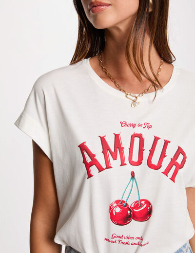 T-shirt mit Aufschrift weiss damen