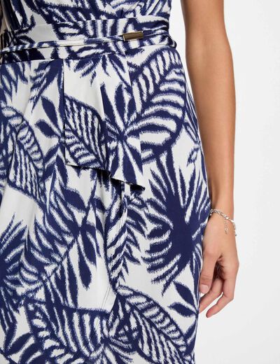 Robe courte ajustée imprimée multicolore femme