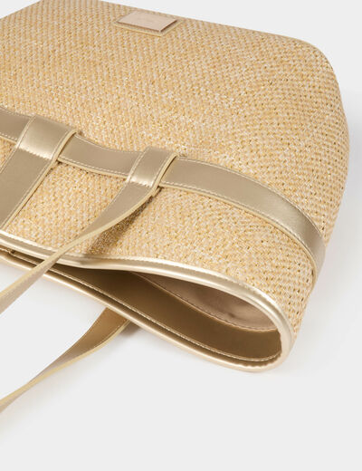Sac cabas tressé beige femme