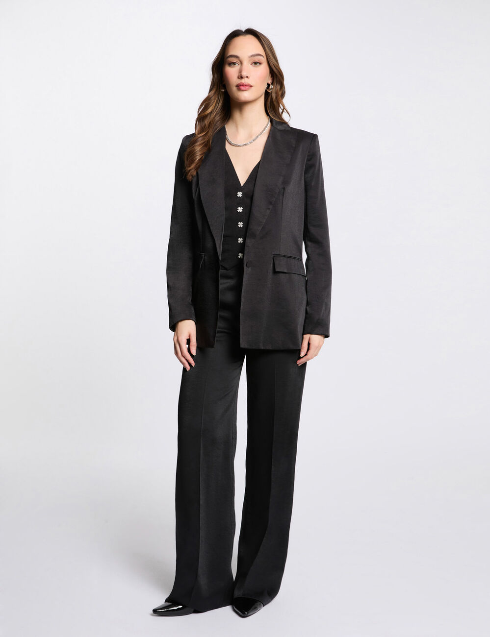 Blazer aus Wildlederimitat schwarz damen