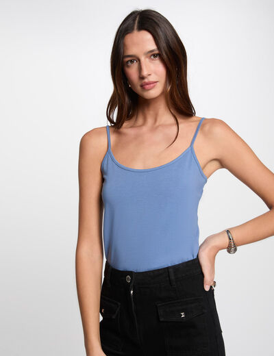 Top mit schmalen Trägern bleu gris damen