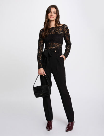 Karottenhose mit Bundfalten schwarz damen