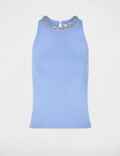 Eng anliegendes Top mit Strass blau damen