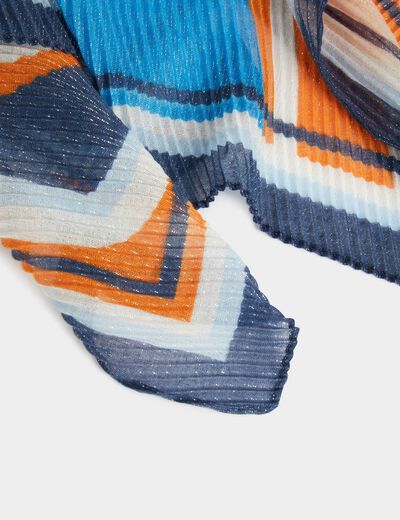 Foulard plissé imprimé multicolore femme
