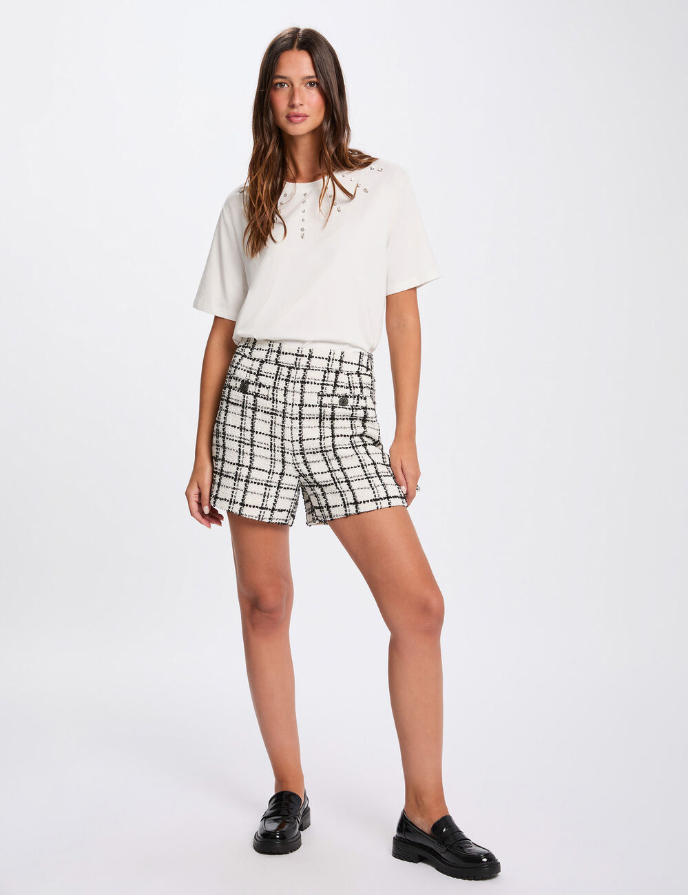 T-Shirt, gerade geschnitten, kurze &Auml;rmel weiss damen