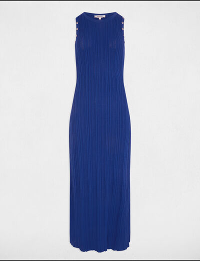 Robe tricot longue ajustée bleu electrique femme