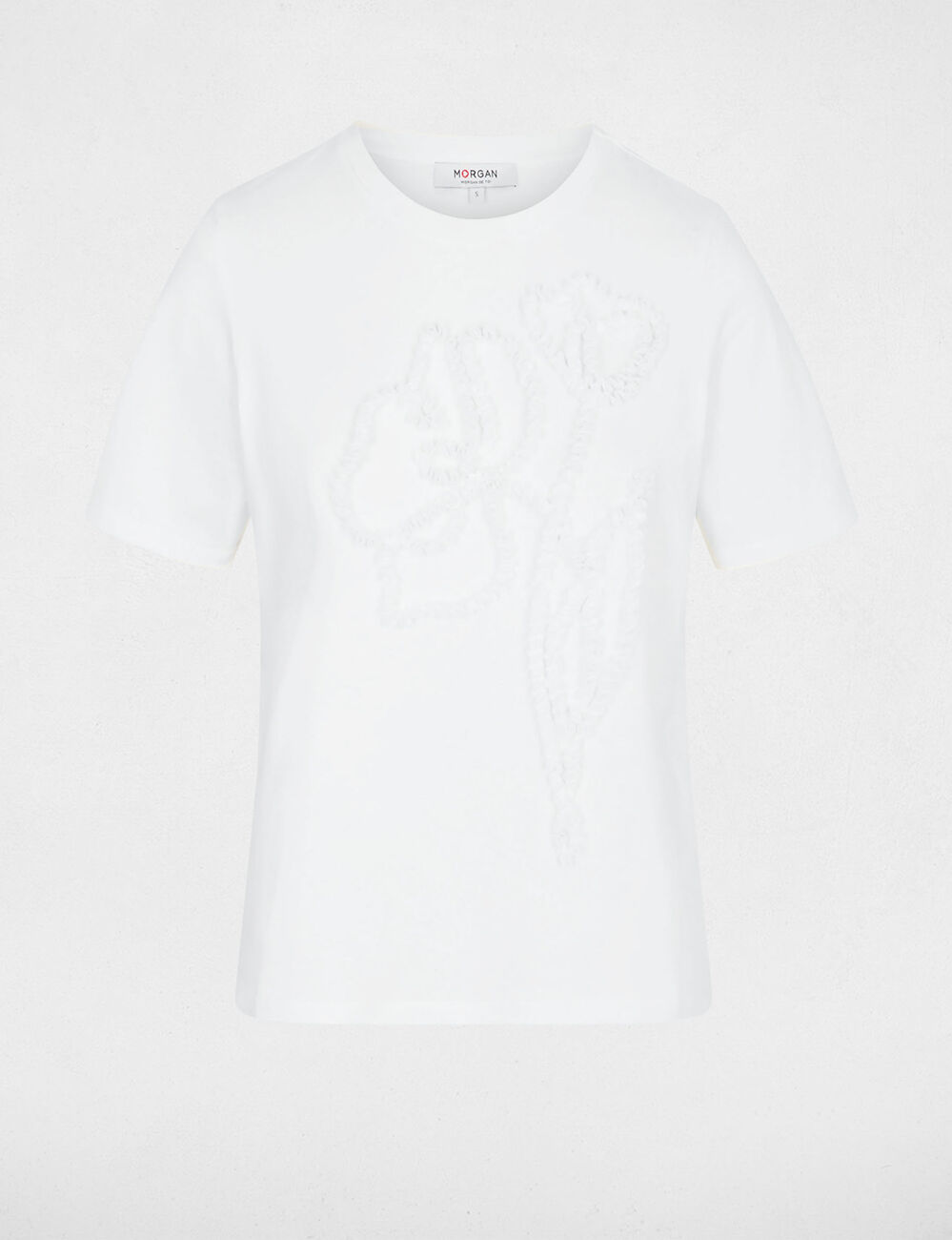 T-shirt imprim&eacute; floral blanc femme