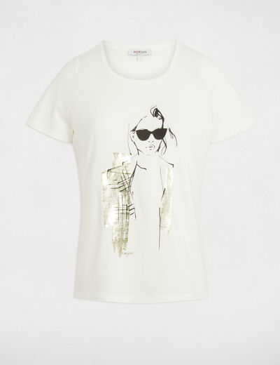 T-shirt à inscription blanc femme