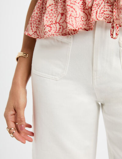 Jeans flare taille haute blanc femme