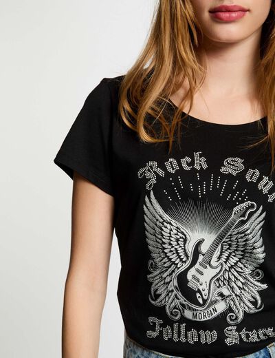 T-shirt à inscription noir femme