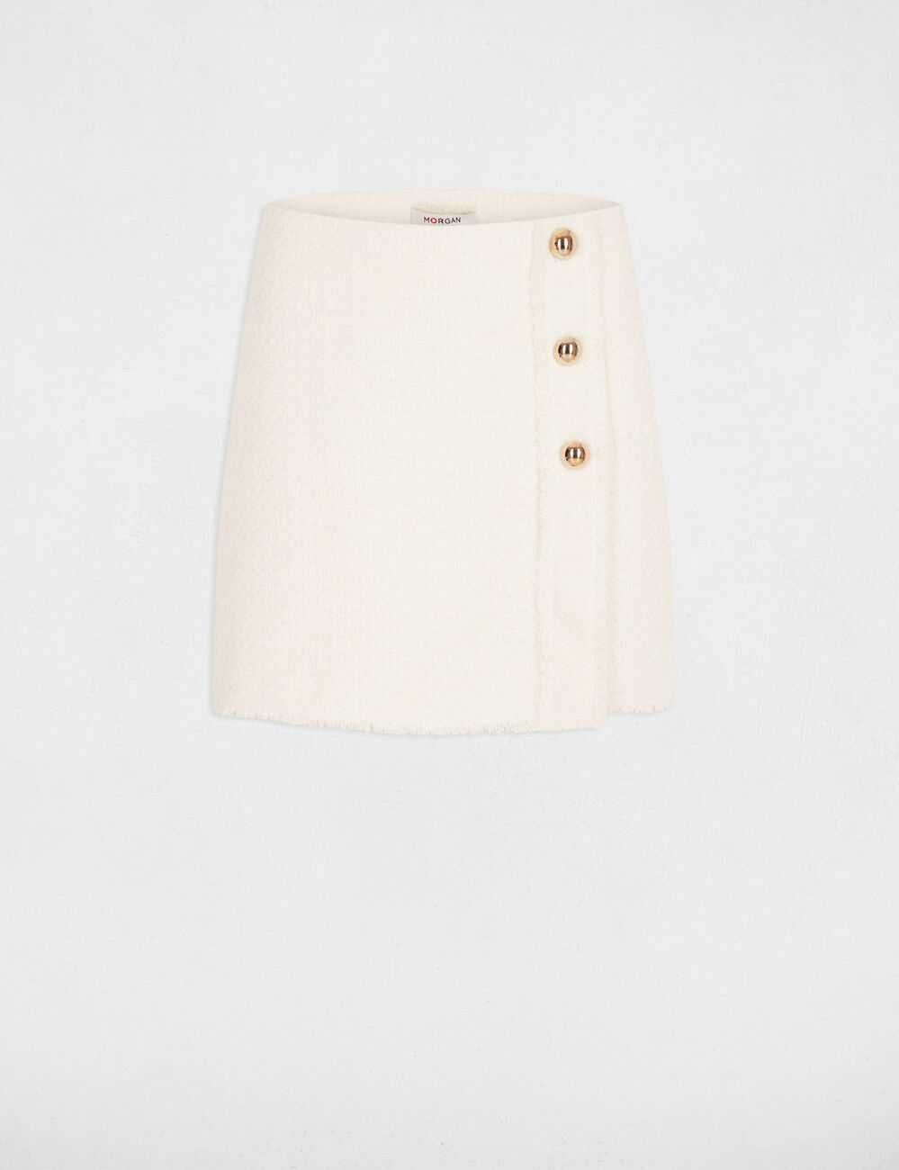 Jupe courte ajust&eacute;e ivoire femme