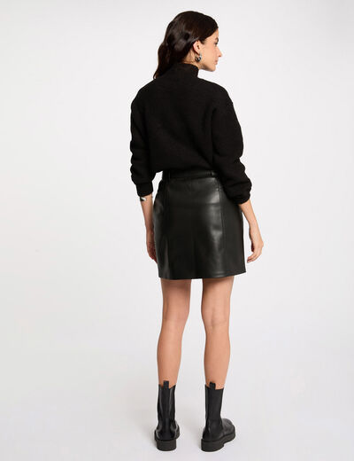 Jupe courte simili cuir noir femme