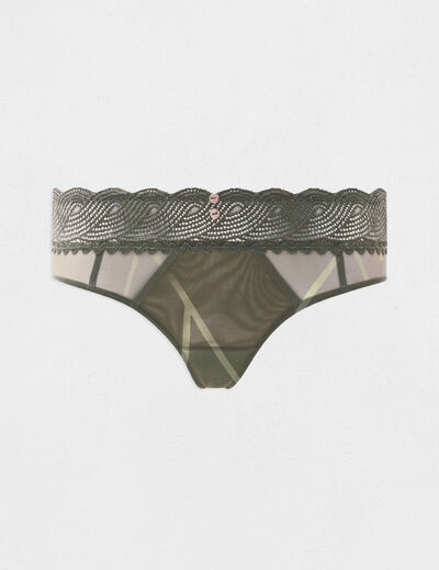 Shorty en dentelle vert kaki femme