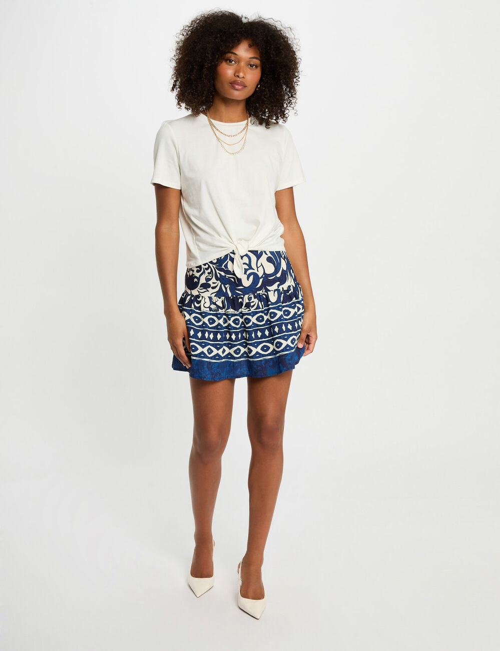 Jupe courte imprimée multicolore femme