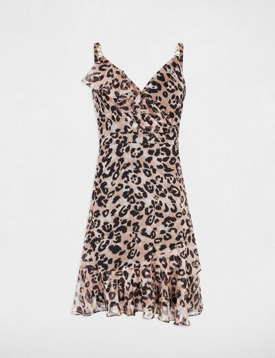 Robe courte trapèze imprimée multicolore femme