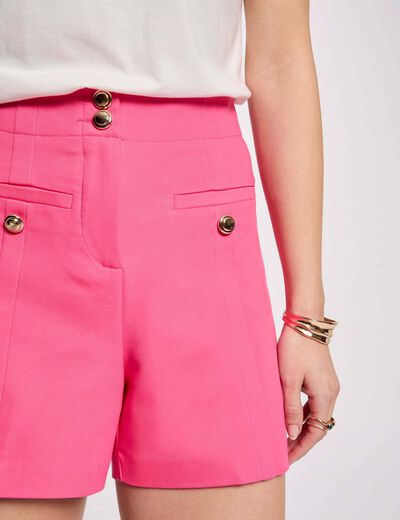 Short droit à pinces rose femme