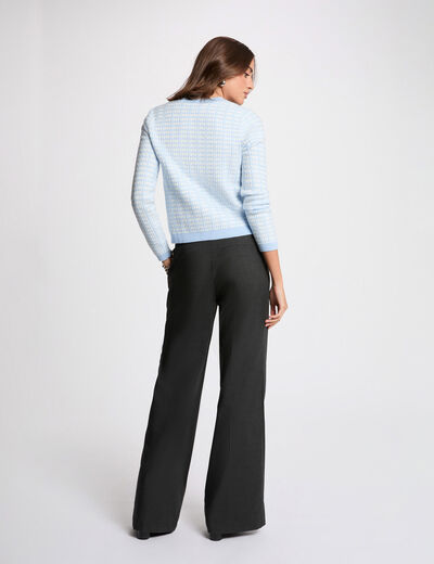 Gilet ajust&eacute; jacquard bleu ciel femme