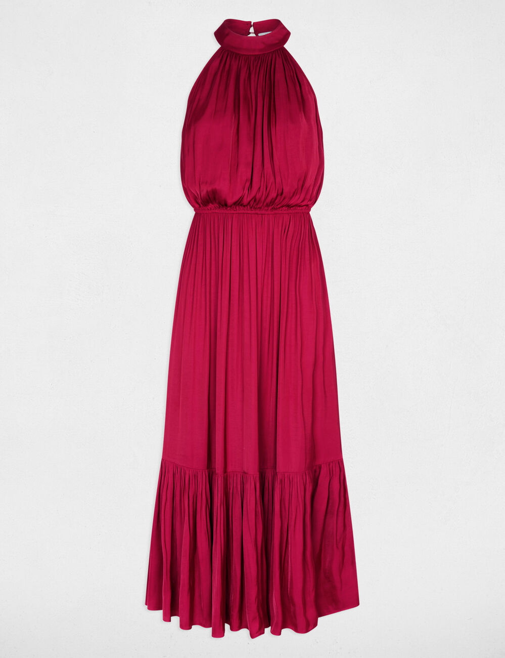 Robe longue col montant bordeaux femme