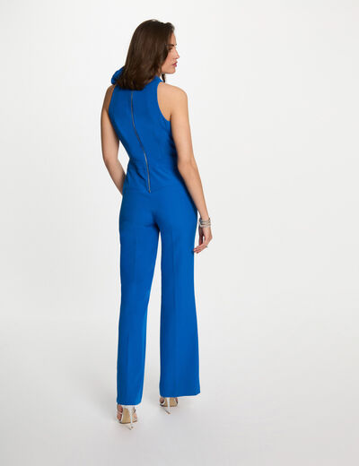 Combinaison longue volants bleu electrique femme
