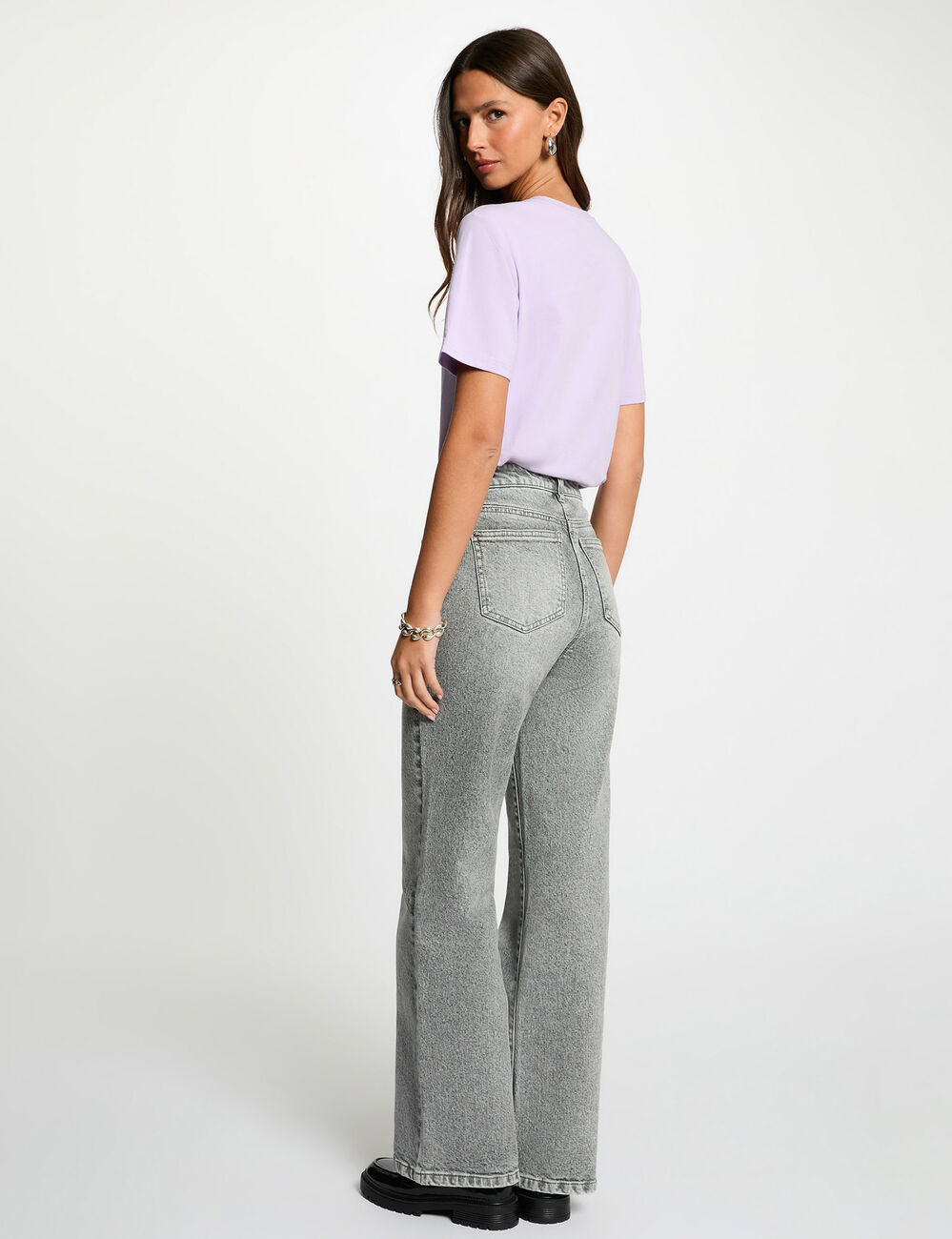 T-Shirt mit Strass und kurzen &Auml;rmeln mauve damen