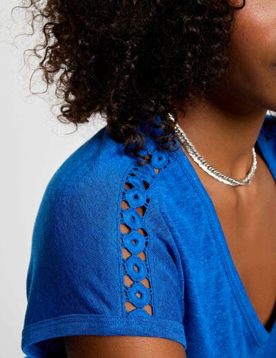 T-shirt mit kurzen Ärmeln elektrisch blau damen