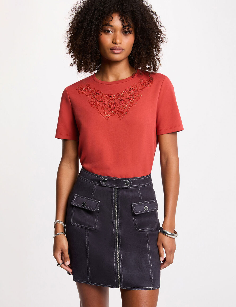 Kurzer, figurbetonter Rock marineblau damen