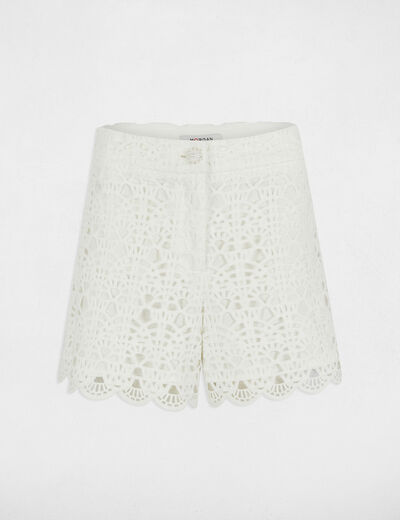 Short large dentelle blanc femme