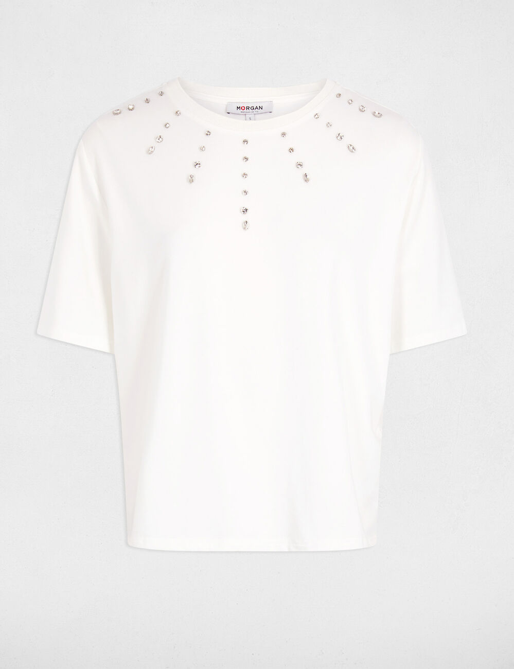 T-Shirt, gerade geschnitten, kurze &Auml;rmel weiss damen