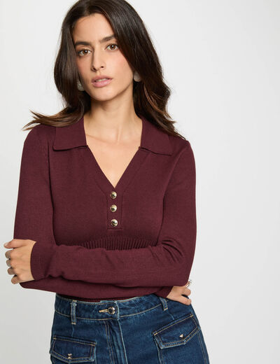 Figurbetonter Pulli mit Polokragen pflaume damen