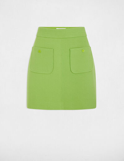 Jupe courte poches plaquées vert anis femme