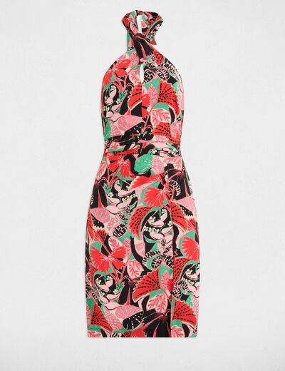 Figurbetontes Kleid mit Muster mehrfarbig damen