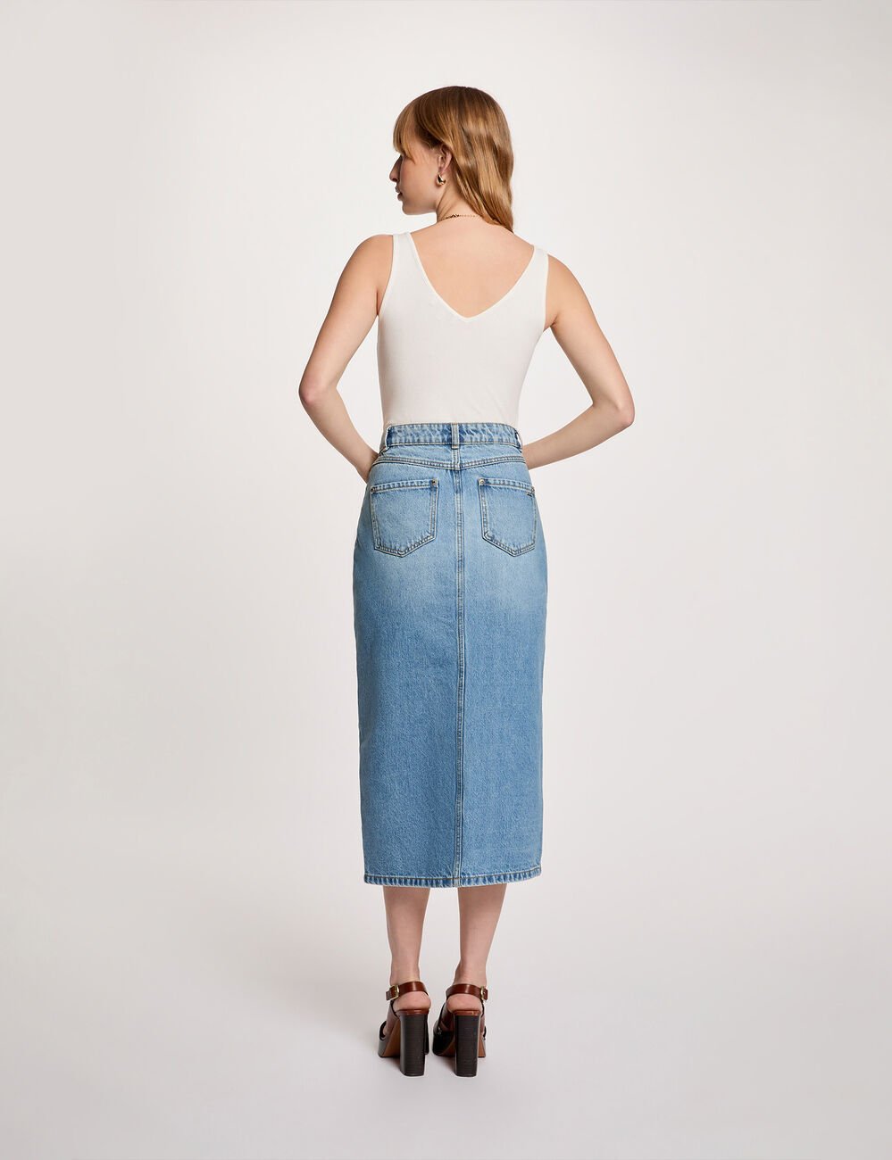 Tailliertes Tanktop mit V-Ausschnitt weiss damen